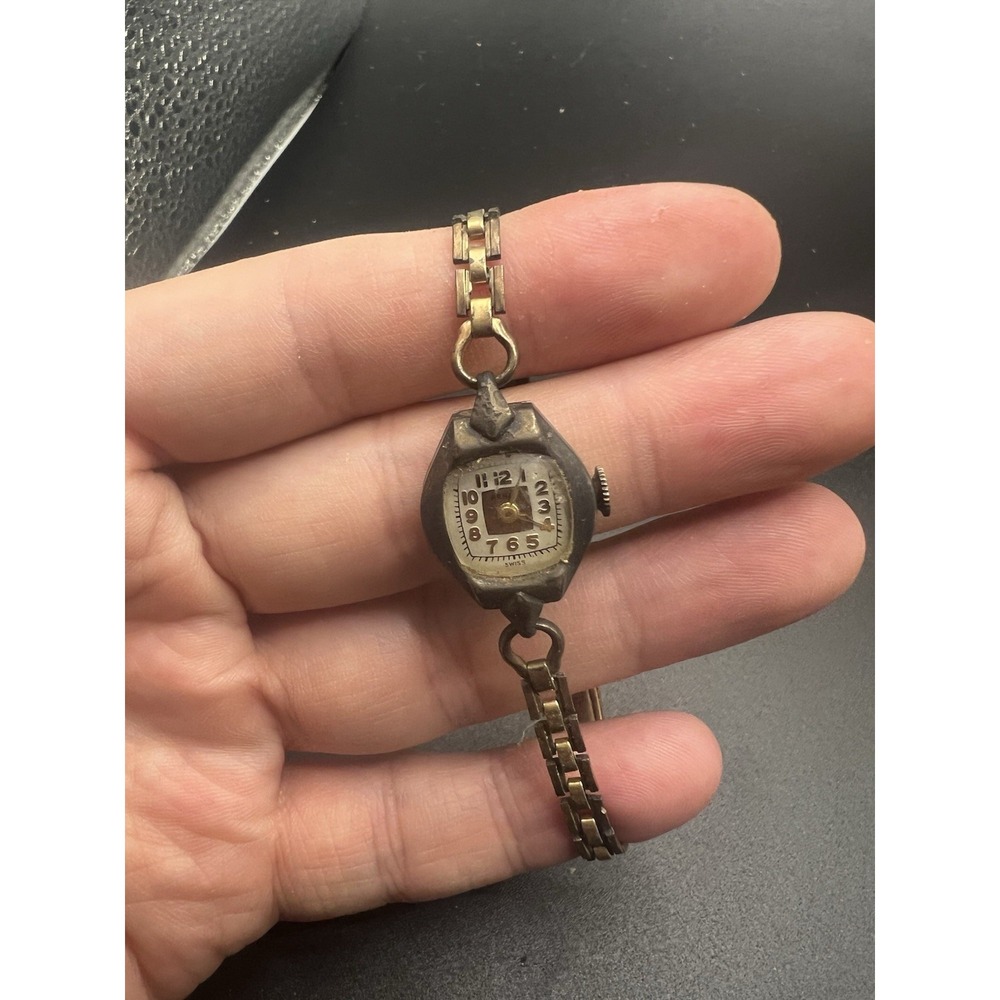 Vintage Rensie Swiss Made Art Deco Pendant Watch Running Mechanical Gold Tone